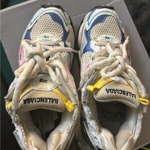 Balenciaga Kids White and Blue Sneakers